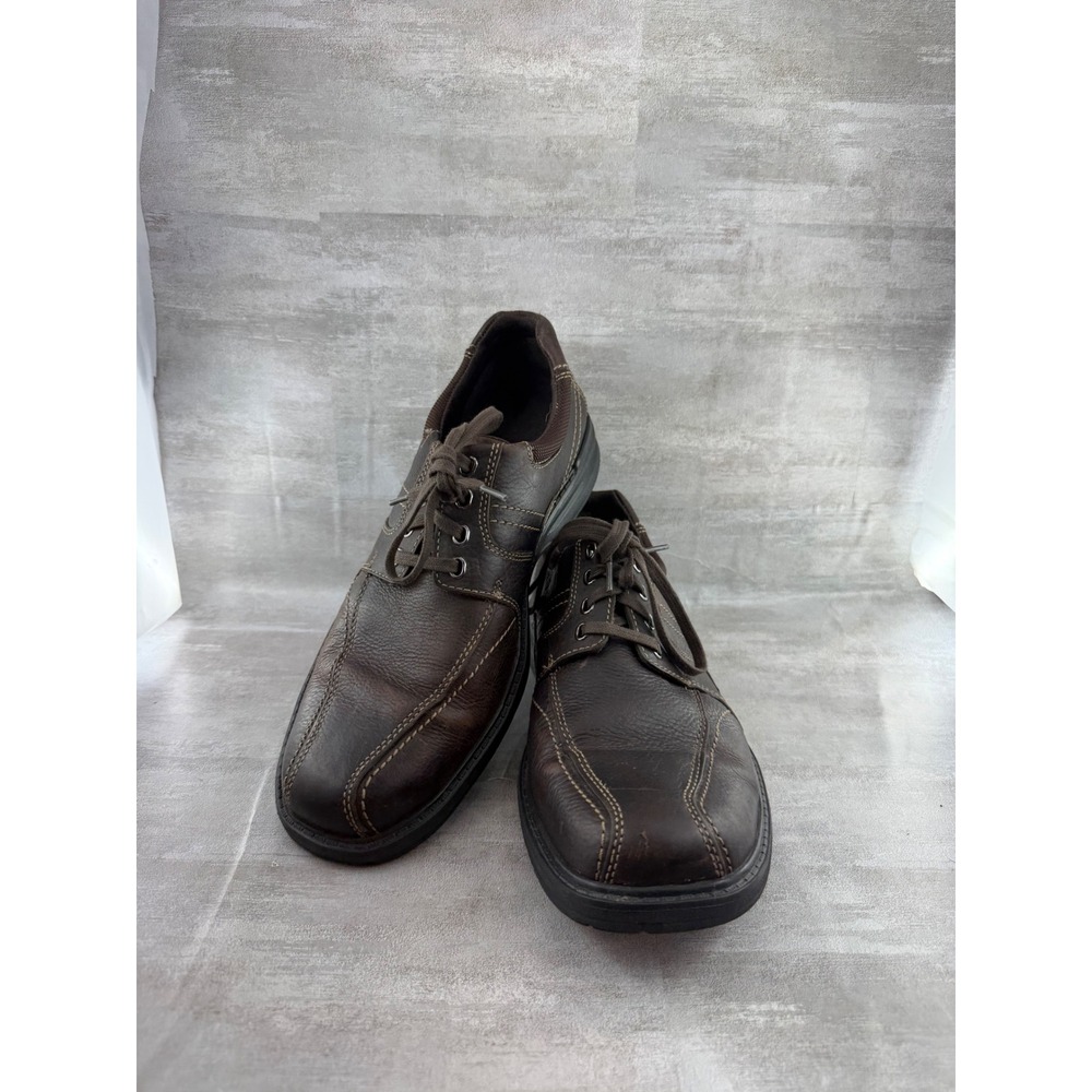 Clarks Men Dark Brown Leather Bicycle Toe Oxford Shoes 26103260 Size 11M